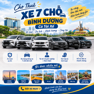 Cho thuê xe 7 chỗ Bình Dương có tài xế đi tỉnh và du lịch